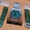 Cartier — esfera verde y caja cuadrada · 36 mm