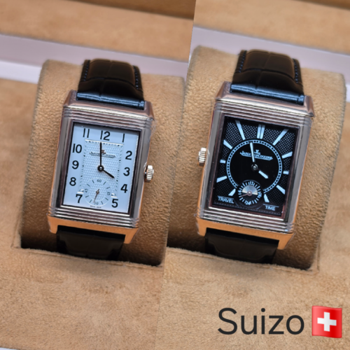Jaeger-LeCoultre — caja rectangular rosada y dos caras