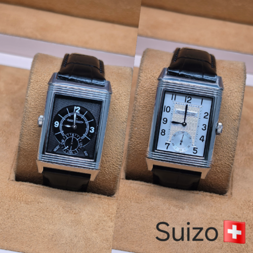 Jaeger-LeCoultre — caja rectangular plateada y dos caras