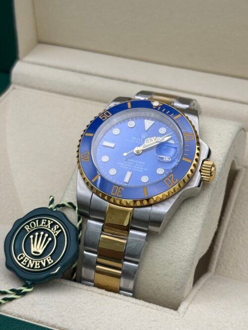 Rolex — esfera azul, bisel azul y brazalete bicolor
