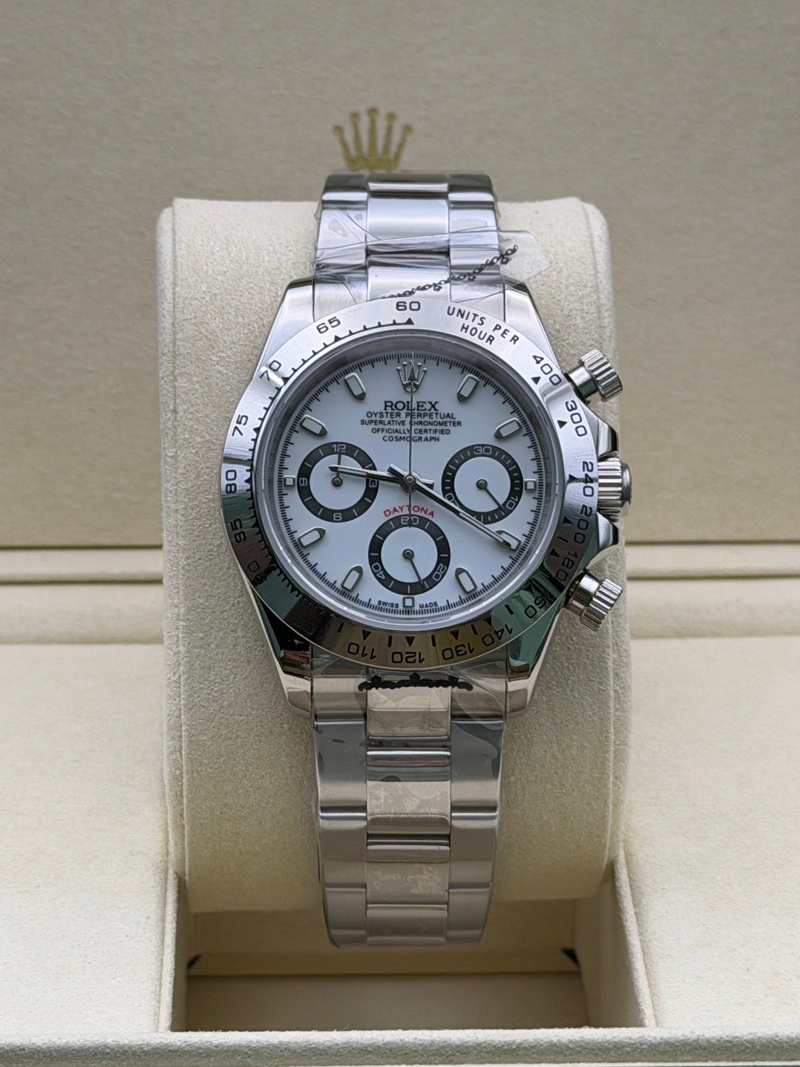 Rolex — cronógrafo con esfera azul hielo, bisel de acero y brazalete de acero