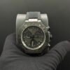 Tissot — cronógrafo con esfera gris oscura, caja gris y correa de caucho negra