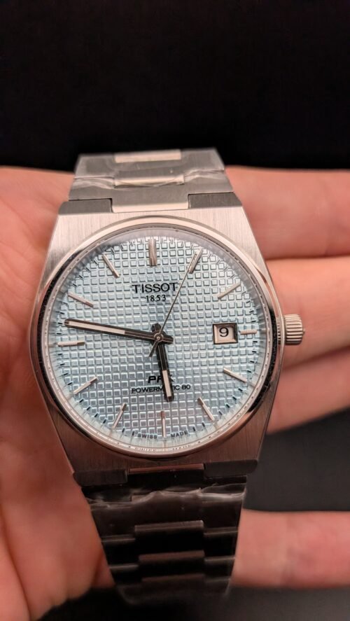 Tissot — esfera azul hielo texturizada y brazalete de acero