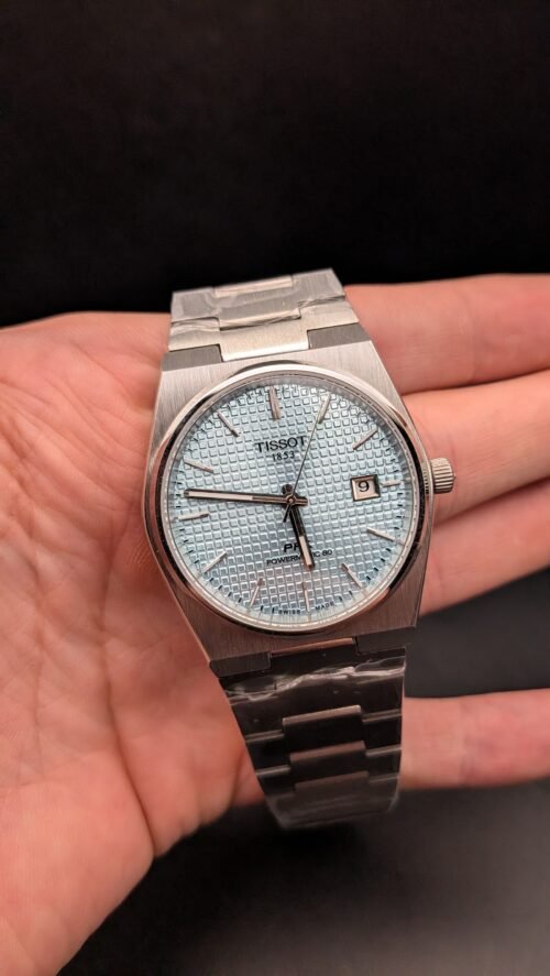 Tissot — esfera azul hielo texturizada y brazalete de acero