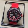 Breitling — cronógrafo negro con aro rojo y correa roja
