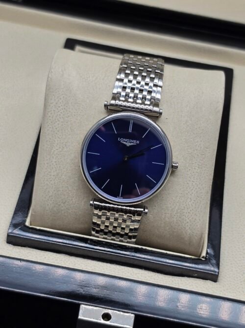 Longines — esfera azul y brazalete de acero