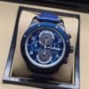 Montblanc — cronógrafo con esfera azul texturizada, bisel azul y correa azul