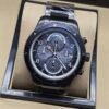 Montblanc — cronógrafo con esfera gris oscura texturizada, caja negra y brazalete negro