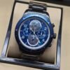 Montblanc — cronógrafo con esfera azul texturizada, caja negra y brazalete negro
