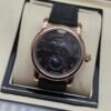 Montblanc — esfera negra con fases lunares, caja oro rosa y correa de cuero negra
