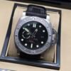 Panerai — esfera negra, bisel de acero y correa de tela negra