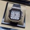Patek Philippe — caja octagonal, esfera blanca y correa de caucho negra