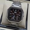 Patek Philippe — caja octagonal, esfera marrón con fases lunares y brazalete de acero