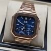Patek Philippe — caja octagonal oro rosa, esfera azul con fases lunares y brazalete oro rosa