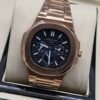 Patek Philippe — caja oro rosa, esfera negra con subesferas y brazalete oro rosa