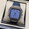 Patek Philippe — caja octagonal, esfera azul con relieve y correa azul