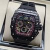 Richard Mille — esfera esqueleto multicolor, caja de carbono y correa de caucho negra