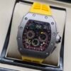 Richard Mille — esfera esqueleto multicolor, caja de acero y correa de caucho amarilla