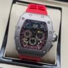 Richard Mille — esfera esqueleto multicolor, caja de acero y correa de caucho roja vibrante