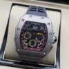 Richard Mille — esfera esqueleto multicolor, caja de acero y correa de caucho gris