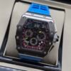 Richard Mille — esfera esqueleto multicolor, caja de acero pulida y correa de caucho azul