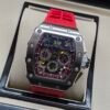 Richard Mille — esfera esqueleto multicolor, caja de acero pulida y correa de caucho roja