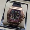 Richard Mille — esfera esqueleto multicolor, caja oro rosa y correa de caucho negra