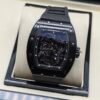 Richard Mille — esfera esqueleto con dragón negro, caja negra y correa de caucho negra