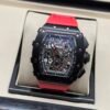 Richard Mille — cronógrafo esqueleto, caja negra y correa de caucho roja