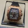 Richard Mille — cronógrafo esqueleto, caja oro rosa y correa de caucho negra