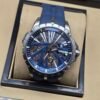 Roger Dubuis — esfera esqueleto con estrella azul, caja de acero y correa de caucho azul
