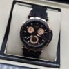 Tissot — cronógrafo con esfera negra y subesferas oro rosa, correa negra