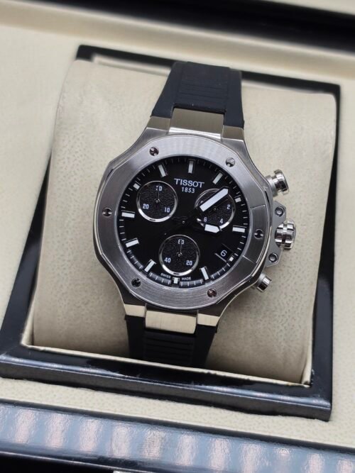 Tissot — cronógrafo con esfera negra y correa negra