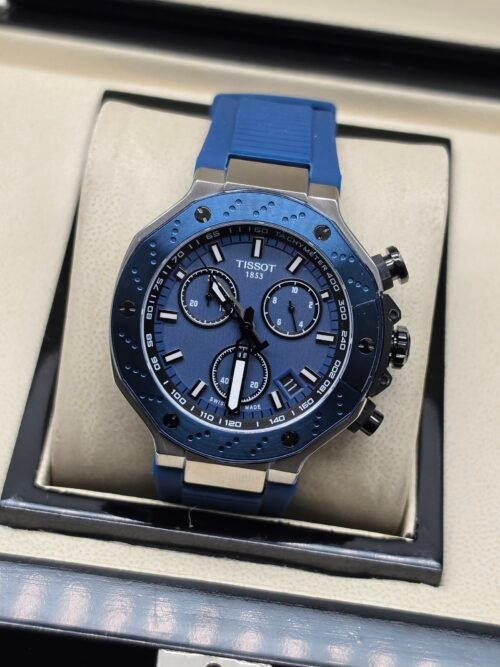 Tissot — cronógrafo con esfera azul, caja azul y correa azul