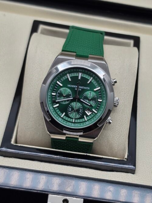 Vacheron Constantin — cronógrafo con esfera verde y correa de caucho verde